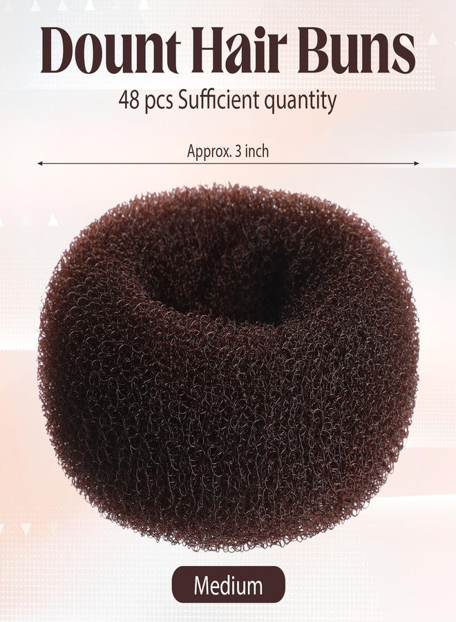 XunYee 48 Pcs Hair Donut Maker, Brown Large Hair Bun Rings for Ballet Style, Bulk Doughnut Shaper for Women and Girls(3 Inch) - Image 2